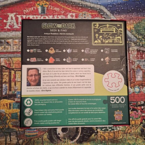 Glow Puzzle Seek Find Hidden Images Bonus 500 Piece Farm Antiques Tractor Thrift - Picture 10 of 11